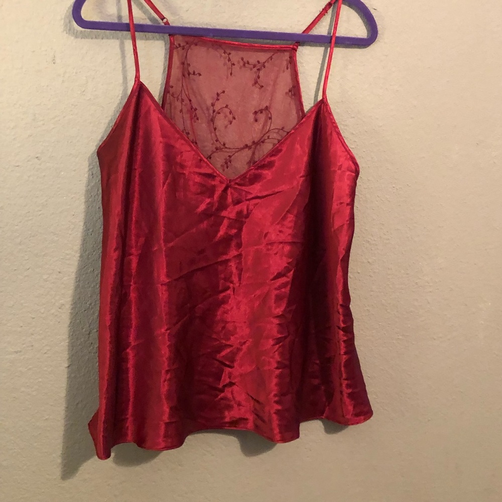 Red silky and lace texture lingerie top